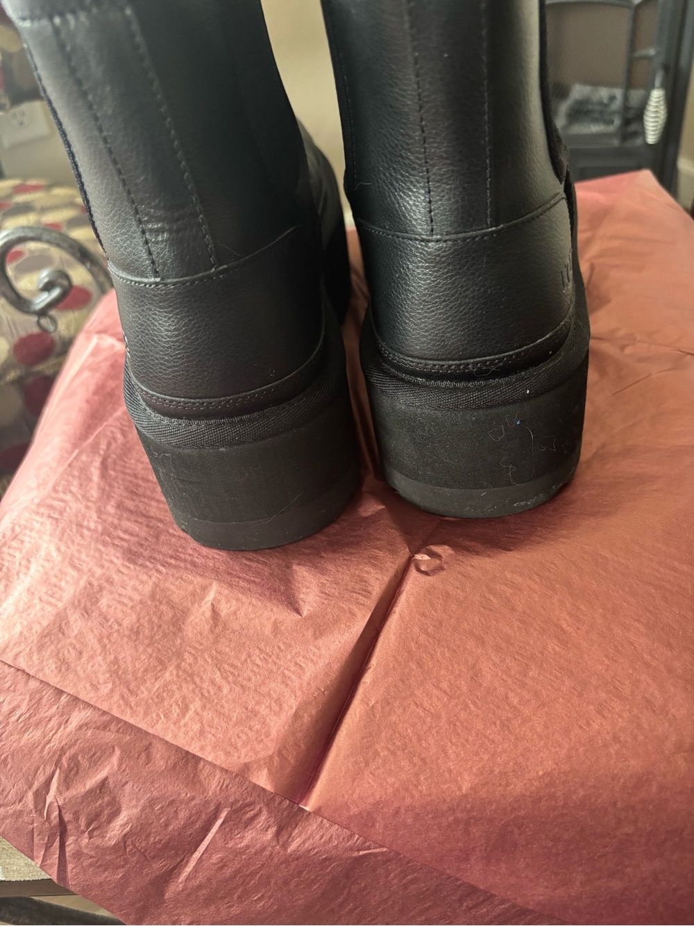 UGG Black Leather Platform Chelsea Ankle Boots - Picture 3 of 6